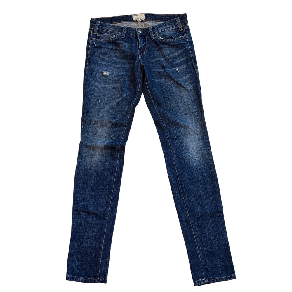 Current Elliott Jeans Women 27 (32x33) Blue Slim Tapered Distressed Low Rise USA